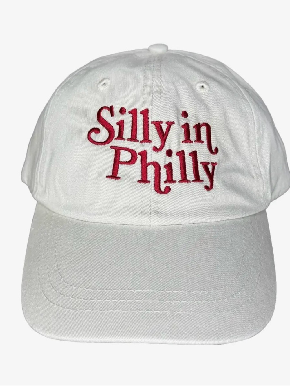White 'Silly in Philly' Embroidered Baseball Cap